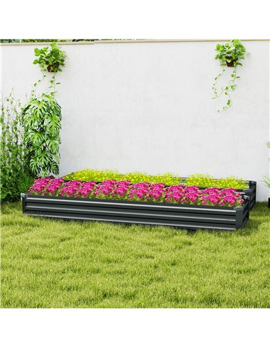 Outsunny 60 x 240cm Galvanised Steel Planter, with Open Bottom, Pack of 2