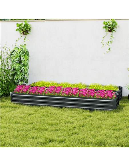Outsunny 60 x 240cm Galvanised Steel Planter, with Open Bottom, Pack of 2 - pic 160759 | FastDaddyshop
