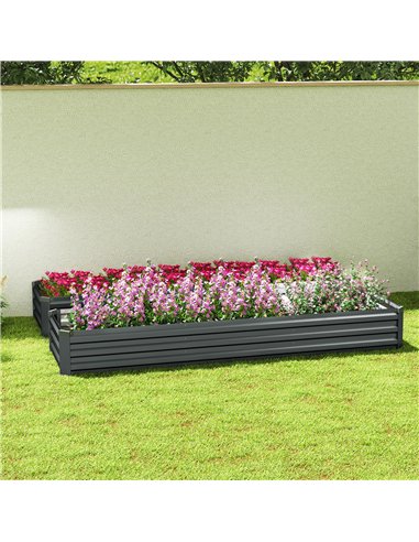 Outsunny 60 x 240cm Galvanised Steel Planter, with Open Bottom, Pack of 2