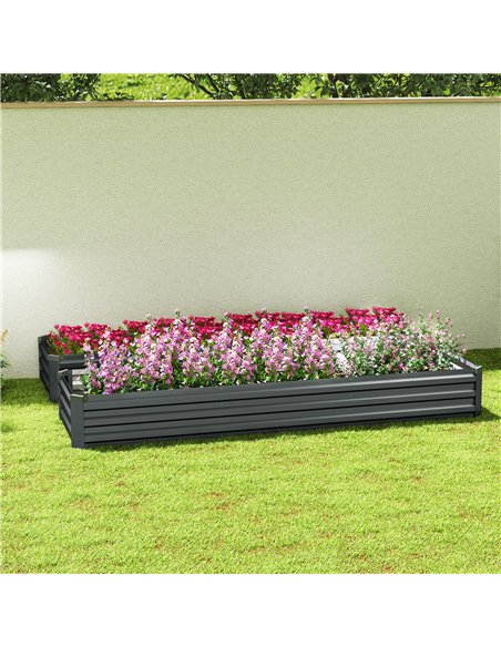 Outsunny 60 x 240cm Galvanised Steel Planter, with Open Bottom, Pack of 2 - pic 160760 | FastDaddyshop
