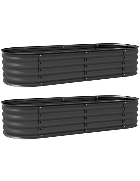 Outsunny Galvanised Raised Garden Bed, Metal Planter Box with Safety Edging, for Flowers, Herbs, Succulents, Pack of 2, Dark Gre - pic 160761 | FastDaddyshop