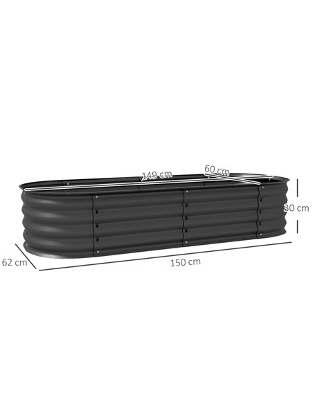 Outsunny Galvanised Raised Garden Bed, Metal Planter Box with Safety Edging, for Flowers, Herbs, Succulents, Pack of 2, Dark Gre - pic 160763 | FastDaddyshop