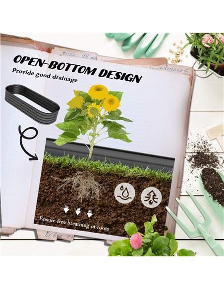 Outsunny Galvanised Raised Garden Bed, Metal Planter Box with Safety Edging, for Flowers, Herbs, Succulents, Pack of 2, Dark Gre - pic 160765 | FastDaddyshop