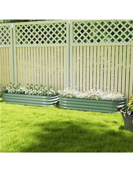 Outsunny Galvanised Raised Garden Bed, Metal Planter Box with Safety Edging, for Flowers, Herbs, Succulents, Pack of 2, Green - pic 160771 | FastDaddyshop