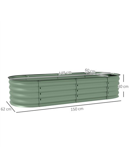 Outsunny Galvanised Raised Garden Bed, Metal Planter Box with Safety Edging, for Flowers, Herbs, Succulents, Pack of 2, Green - pic 160772 | FastDaddyshop