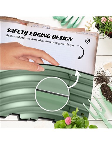 Outsunny Galvanised Raised Garden Bed, Metal Planter Box with Safety Edging, for Flowers, Herbs, Succulents, Pack of 2, Green