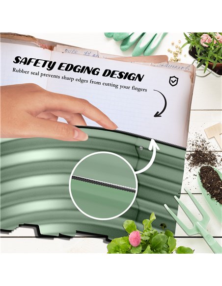 Outsunny Galvanised Raised Garden Bed, Metal Planter Box with Safety Edging, for Flowers, Herbs, Succulents, Pack of 2, Green - pic 160775 | FastDaddyshop