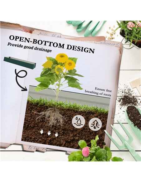 Outsunny 60 x 240cm Galvanised Steel Planter, with Open Bottom - pic 160783 | FastDaddyshop