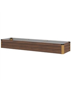 Outsunny 60 x 240cm Galvanised Steel Planter, with Open Bottom, Brown