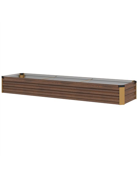 Outsunny 60 x 240cm Galvanised Steel Planter, with Open Bottom, Brown - pic 160788 | FastDaddyshop