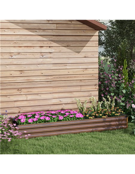 Outsunny 60 x 240cm Galvanised Steel Planter, with Open Bottom, Brown - pic 160789 | FastDaddyshop