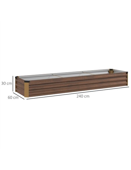 Outsunny 60 x 240cm Galvanised Steel Planter, with Open Bottom, Brown - pic 160790 | FastDaddyshop