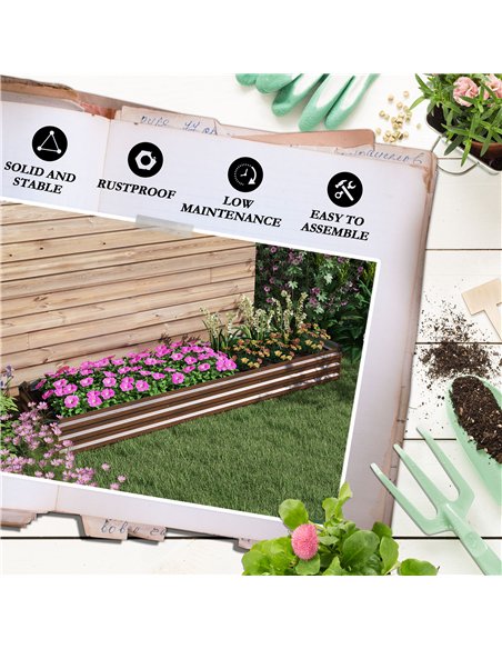 Outsunny 60 x 240cm Galvanised Steel Planter, with Open Bottom, Brown - pic 160794 | FastDaddyshop