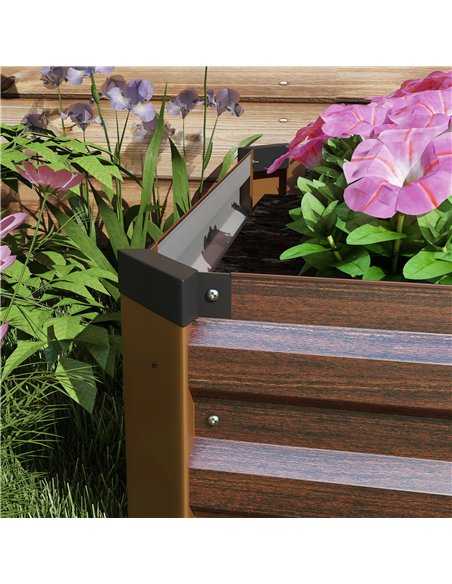 Outsunny 60 x 240cm Galvanised Steel Planter, with Open Bottom, Brown - pic 160795 | FastDaddyshop