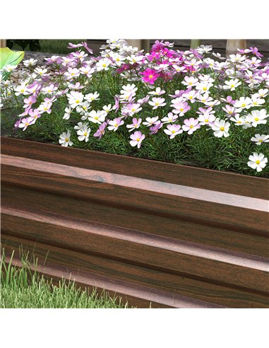 Outsunny 60 x 240cm Galvanised Steel Planter, with Open Bottom, Brown