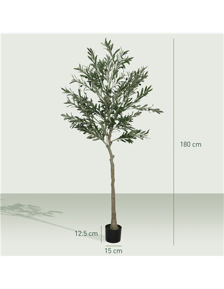 HOMCOM 6ft/ 180cm Decorative Artificial Plant, Silk Olive Tree with 900 Leaves and 40 Olive Fruits in Pot, Fake Plant for Home,  - pic 160799 | FastDaddyshop