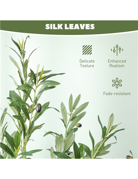 HOMCOM 6ft/ 180cm Decorative Artificial Plant, Silk Olive Tree with 900 Leaves and 40 Olive Fruits in Pot, Fake Plant for Home,  - pic 160801 | FastDaddyshop