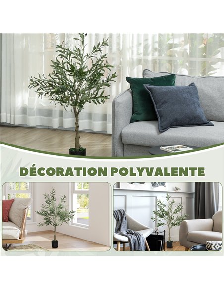 HOMCOM 4ft/ 120cm Decorative Artificial Plant, Silk Olive Tree with 450 Leaves and 20 Olive Fruits in Pot, Fake Plant for Home,  - pic 160813 | FastDaddyshop