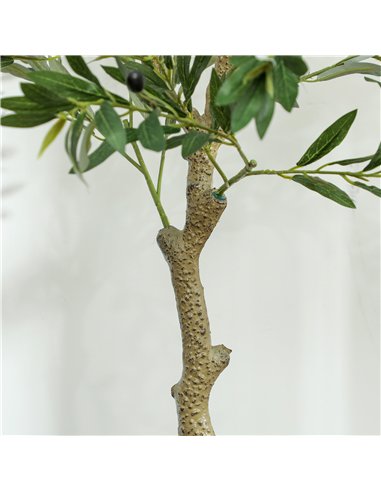 HOMCOM 4ft/ 120cm Decorative Artificial Plant, Silk Olive Tree with 450 Leaves and 20 Olive Fruits in Pot, Fake Plant for Home, 