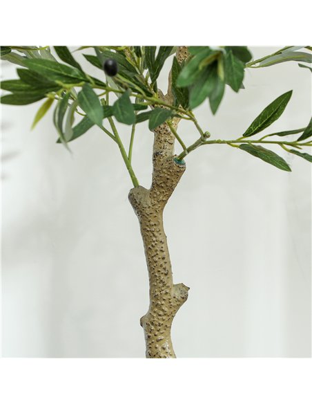 HOMCOM 4ft/ 120cm Decorative Artificial Plant, Silk Olive Tree with 450 Leaves and 20 Olive Fruits in Pot, Fake Plant for Home,  - pic 160814 | FastDaddyshop