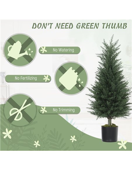 HOMCOM Set of 2 Decorative Artificial Plant, 90 cm Cypress Tree with 362 Leaves in Pot, UV-Resistant Plastic Fake Tree for Indoo - pic 160819 | FastDaddyshop
