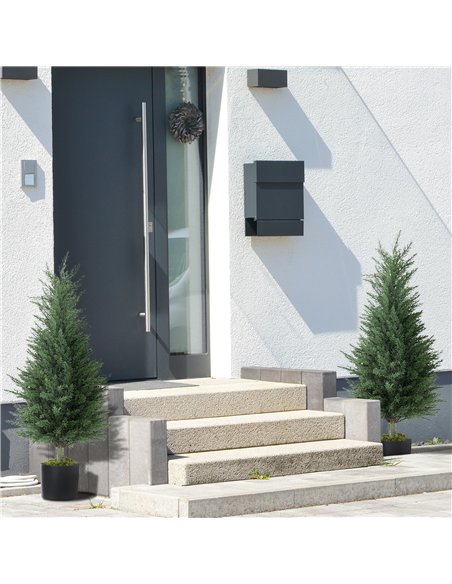 HOMCOM Set of 2 Decorative Artificial Plant, 90 cm Cypress Tree with 362 Leaves in Pot, UV-Resistant Plastic Fake Tree for Indoo - pic 160822 | FastDaddyshop