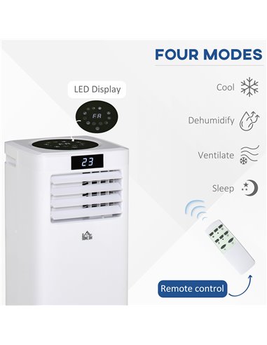 Homcom 7000 BTU Mobile Air Conditioner with Timer, Remote Controller, LED Display, 792W, White