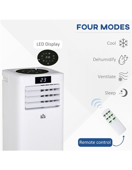 Homcom 7000 BTU Mobile Air Conditioner with Timer, Remote Controller, LED Display, 792W, White - pic 16083 | FastDaddyshop