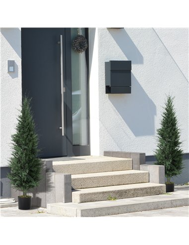 HOMCOM Set of 2 Decorative Artificial Plant, 120 cm Cypress Tree with 638 Leaves in Pot, UV-Resistant Plastic Fake Tree for Indo