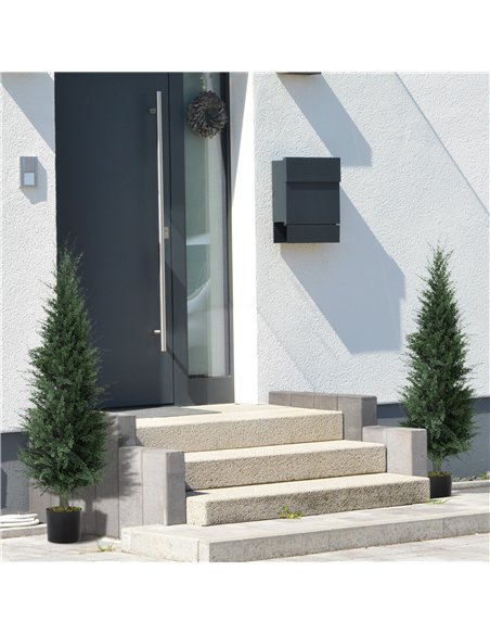HOMCOM Set of 2 Decorative Artificial Plant, 120 cm Cypress Tree with 638 Leaves in Pot, UV-Resistant Plastic Fake Tree for Indo - pic 160832 | FastDaddyshop
