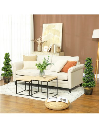 HOMCOM Set of 2 Decorative Artificial Plants, Boxwood Spiral Topiary Tree with Lavender and Pot, Fake Plants for Home Indoor Out