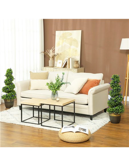 HOMCOM Set of 2 Decorative Artificial Plants, Boxwood Spiral Topiary Tree with Lavender and Pot, Fake Plants for Home Indoor Out - pic 160839 | FastDaddyshop
