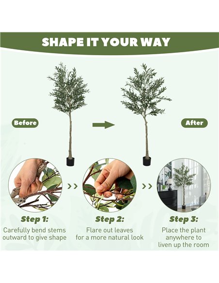 HOMCOM Set of 2 6ft/ 180cm Decorative Artificial Plant, Silk Olive Tree with 900 Leaves and 40 Olive Fruits in Pot, Fake Plant f - pic 160847 | FastDaddyshop