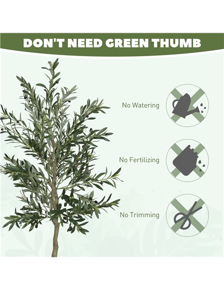 HOMCOM Set of 2 6ft/ 180cm Decorative Artificial Plant, Silk Olive Tree with 900 Leaves and 40 Olive Fruits in Pot, Fake Plant f - pic 160848 | FastDaddyshop