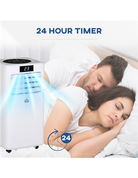 Homcom 7000 BTU Mobile Air Conditioner with Timer, Remote Controller, LED Display, 792W, White - pic 16086 | FastDaddyshop