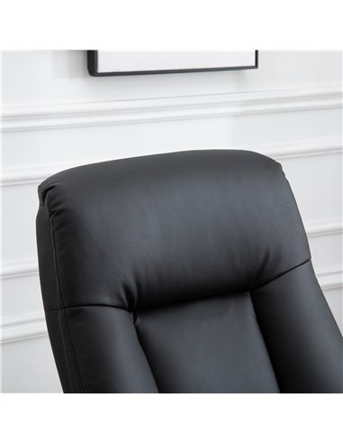 HOMCOM 10-Point Massage Sofa Armchair Chair PU Leather W/ Footrest Stool Heat Recliner Black