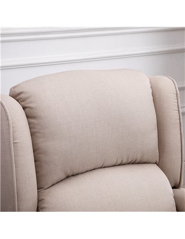 HOMCOM Heated Massage Reclining Armchair Thick Sponge Padded Linen Upholstery Metal Wood Frame Home Luxury Relaxation Beige
