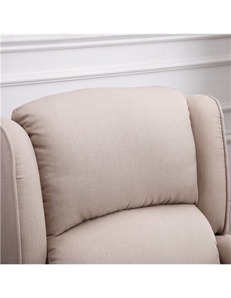 HOMCOM Heated Massage Reclining Armchair Thick Sponge Padded Linen Upholstery Metal Wood Frame Home Luxury Relaxation Beige - pic 160885 | FastDaddyshop