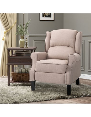 HOMCOM Heated Massage Reclining Armchair Thick Sponge Padded Linen Upholstery Metal Wood Frame Home Luxury Relaxation Beige