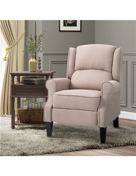 HOMCOM Heated Massage Reclining Armchair Thick Sponge Padded Linen Upholstery Metal Wood Frame Home Luxury Relaxation Beige - pic 160886 | FastDaddyshop
