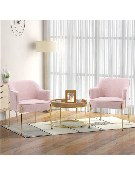 HOMCOM Accent Chair, Living Room Armchair, Vanity Chair with Gold Plating Metal Legs and Soft Padded Seat for Bedroom and Café,  - pic 160888 | FastDaddyshop