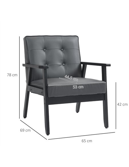 HOMCOM Set of 2 Accent Chair, PU Leather Armchair, Occasional Chair with Beech Wood Frame for Living Room Reception Bedroom Balc - pic 160898 | FastDaddyshop