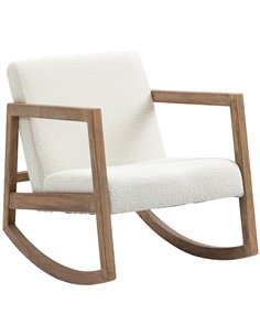 HOMCOM Rocking Chair, Upholstered Sofa Armchair with Cushion and Wood Base for Living Room and Bedroom, Cream White