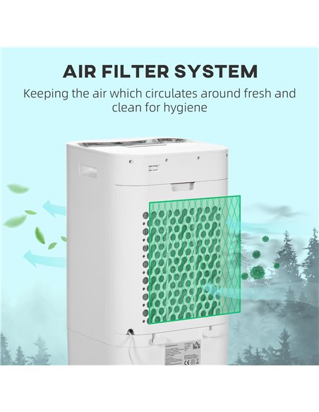 HOMCOM Air Cooler, Mobile Cooling Fan Humidifier Air Conditioner with 15L Water Tank, Oscillation, Remote, Timer, 32x37x74cm - pic 16091 | FastDaddyshop