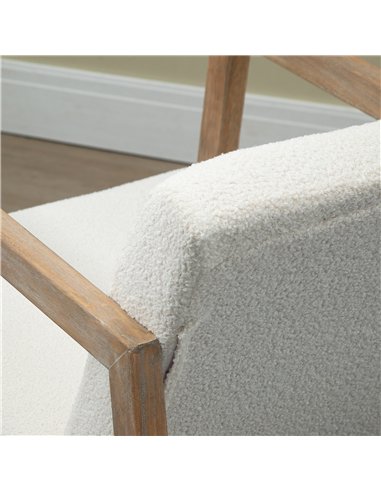 HOMCOM Rocking Chair, Upholstered Sofa Armchair with Cushion and Wood Base for Living Room and Bedroom, Cream White