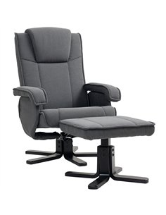 HOMCOM Rocker Swivel Recliner Chair with Footstool - Charcoal Grey Velvet