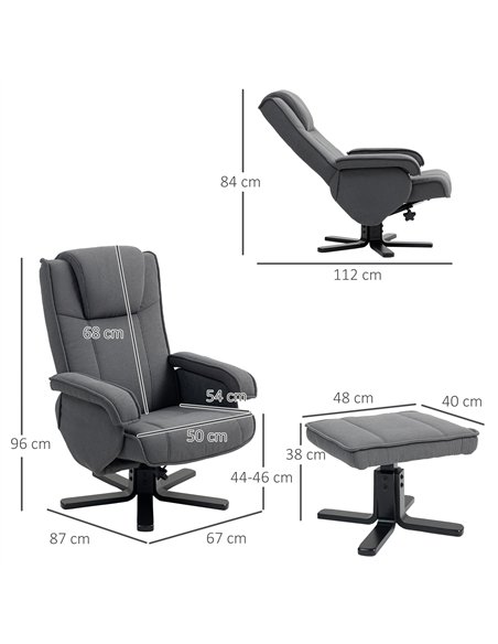 HOMCOM Rocker Swivel Recliner Chair with Footstool - Charcoal Grey Velvet - pic 160916 | FastDaddyshop