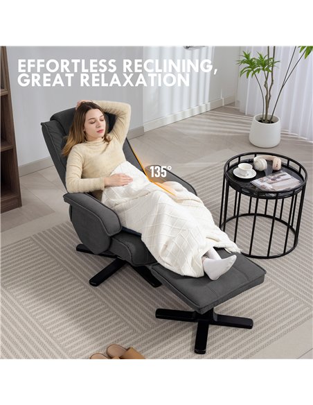HOMCOM Rocker Swivel Recliner Chair with Footstool - Charcoal Grey Velvet - pic 160917 | FastDaddyshop
