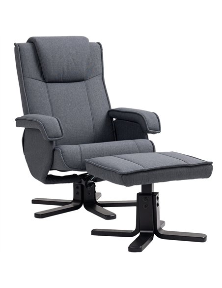 HOMCOM Rocker Swivel Recliner Chair with Footstool - Charcoal Grey Linen - pic 160923 | FastDaddyshop