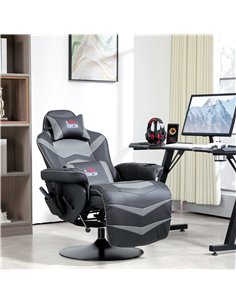 HOMCOM Massage Recliner Chair with Remote, PU Leather Recliner Armchair with Cup Holders and Side Pockets, Racing Style Reclinin 2